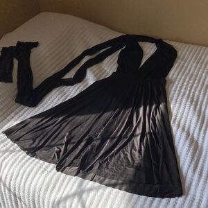 Multi-way knee length black dress